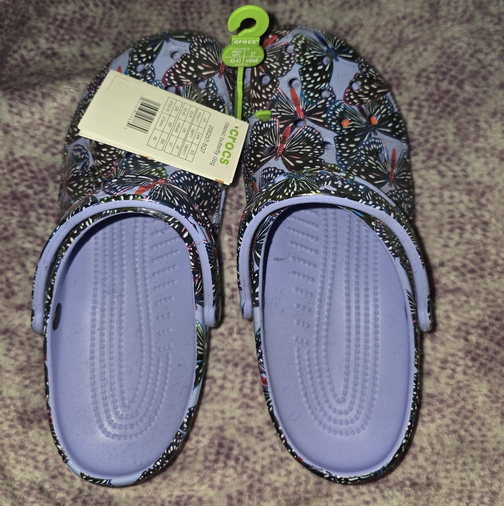 CROCS Multicolor Butterfly Pattern Clogs Size 11